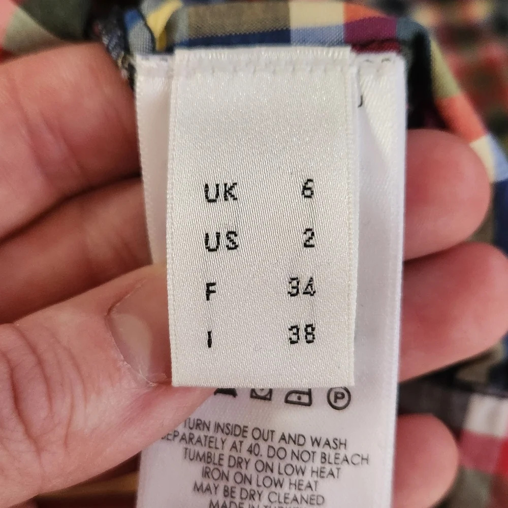 EUC Victoria Beckham Jeans Multi Check Button Down Shirt, Size S/US 2 or UK 6 - Picture 8 of 9